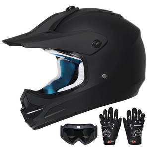 lot 13159 image: ROOZO Youth Kids Dirt Bike Helmet DOT Certified - Full Face Motorcycle Helmet for Off-Road, ATV, Street Riding, Includes Adjustable Goggles & Protective Gloves