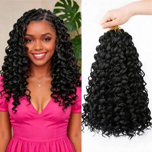lot 14231 image: GoGo Curl Crochet Hair 14 Inch 8 Packs Pre Looped Crochet Hair for Black Women Boho Crochet Braids Short Curly Deep Water Wave Beach Curl Synthetic Braiding Hair Extensions Soft as Human Hair