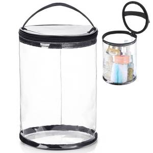 lot 14236 image: Sanwuta Clear Lotion Bag for Toiletry Sunscreen Cylinder Makeup Bag Heavy Duty Travel Organizer Pouch Waterproof Cosmetic Pouch with Handle Zipper Gift for Summer Beach Pool Airport Women(Black)