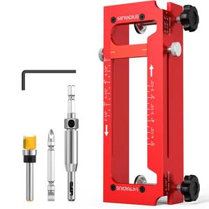 lot 14243 image: Door Hinge Jig Aluminum Alloy Adjustable Mortise Jig - Router Template Kit for 2.5-5 Hinges, 14 58 Radius, Square Corner