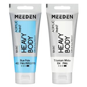lot 14244 image: MEEDEN Acrylic Paint Blue Pale 100ml3.38oz Heavy Body Acrylic Paint Tube Bundled with Additional Titanium White Color for Art Craft Painting