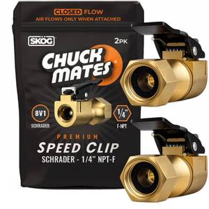 lot 14247 image: Chuck Mates Premium 14 NPT Quick-Connect Tire Inflator Chuck with SimpleSeal - Closed-Type (2 Pack)