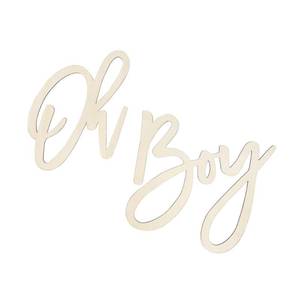 lot 14251 image: Oh Boy Wooden Sign, Natural Wood Color  Laser-Cut Party Decor for Baby Shower, Gender Reveal & 1st Birthday  Photo Backdrop Decoration