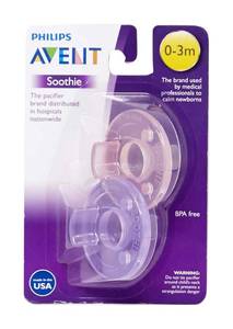 lot 14256 image: Philips Avent Soothie Pacifier, PinkPurple, 0-3 Months, 2 Count