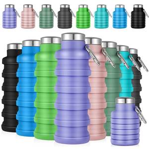 lot 14284 image: Lallisa 8 Pcs Collapsible Water Bottles Bulk, 17 oz Portable Reusable Silicone Water Bottle, Foldable Bottles for Travel Gym Camping Hiking, Leak Proof Sports Bottle with Carabiner(Fresh Colors)