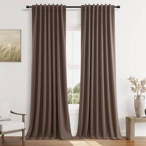 lot 14293 image: Guken Mocha Mousse 100% Blackout Linen Curtains 96 Inch Length 2 Panels Set for Living Room Bedroom Back TabRod Pocket Thermal Insulated Farmhouse Black Out Drapes Room Darkening,52x96