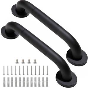 lot 14295 image: Rackickyer Shower Grab Bar, 2 Pack 12 Inch Black Bathroom Grab Bar, 1.25 Diameter 304 Stainless Steel Anti-Slip Grab Bars for Bathtubs and Showers, Handicap Shower Grab Bar for Seniors Elderly