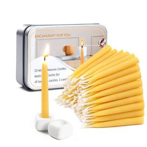 lot 14308 image: Meditation Beeswax Candles 90Pcs, 20 Minute Mini Candles Set, 2.6 Inch Small Bees Wax Taper Candles - Smokeless, Dripless and Non-Toxic for Home, Women Gifts, Yoga-Yellow
