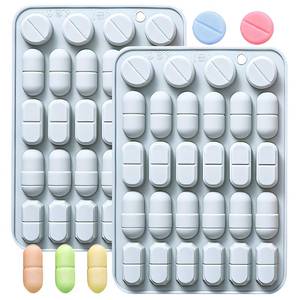 lot 14311 image: 5 Different Pill Silicone Molds for Making Cookies, Candies, Chocolates, Jellies, Set of 2, 7.05 x 4.96 x 0.47 Inches, Blue