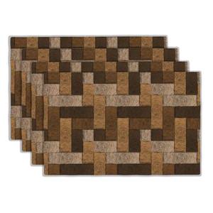 lot 14330 image: XALOGEER Chocolate Parquet Placemats Set of 4 Wooden Style Geometric Design Linen Washable Place Mats Rectangular Cloth Table Mat for Party Kitchen Dining Decoration Indoor Outdoor, 12x18 inch