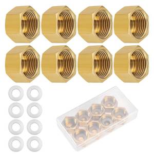 lot 14331 image: 8pcs ID 58 in Brass Pipe Cap, Brass Pipe Fitting Cap with Rubber Gasket Faucet Valve Compression Fitting for Closing off Pipes