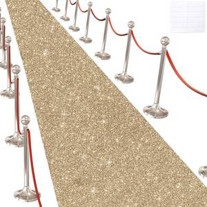 lot 14348 image: Glitter Carpet Runner for Party -200 GSM Thickness Non-Woven Fabric Runner Rug with Adhesive Tape, Hollywood Carpet for Event, Aisle Runner for Wedding Ceremony (Glitter Champaign Gold, 2.6FTx15FT)