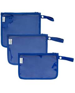 lot 14354 image: babygoal Clear Travel Organizer Bags 3 Pack, TSA Approved Mess-Proof Pouches with Snap Handle, Water-Resistant Toiletry Essentials for Baby & Mom (Blue)