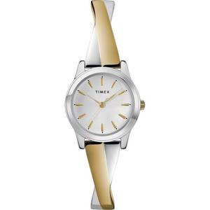 lot 14362 image: Timex Women s Stretch Bangle Crisscross Two-Tone 25mm Fashion Watch  Expansion Band