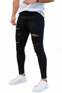 lot 14371 image: GINGTTO Black Ripped Jeans for Men Slim Fit Stretch Mens Skinny Jeans Elastic Waist 32�30
