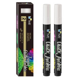 lot 14377 image: TFIVE White Liquid Chalk Markers, 2 Pack Erasable Chalkboard Markers