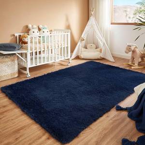 lot 19433 image: Floralux Area Rugs for Bedroom Living Room, 4x6 Rug, Dark Blue, Fluffy Fuzzy Carpet, Shag Plush Carpets for Nursery Kids Room, Home Dorm Decor Aesthetic
