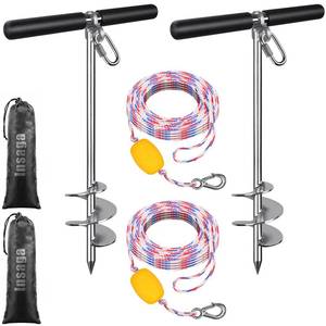 lot 19434 image: Insaga 17 Sand Anchor for Boat, 304 Stainless Steel Screw in Boat Anchor with Crossbar & 32ft Rope, Shallow Water Anchor for Kayak Jet Ski Pontoon PWC, Beach Sand Spike Anchor for Sandbar, 2Pack