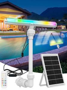 lot 19446 image: Solar Pool Fountain with 15-Color LED Lights, Adjustable Water Pressure & Angle, Fun Pool Sprinkler Waterfall for Above & Inground Pools, Ponds & Outdoor Decorations