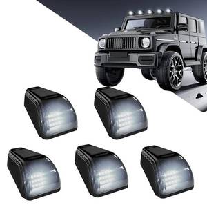 lot 19467 image: UPXSXT 5Pcs No Drill Car Cab Lights, Solar Powered Waterproof Wireless Rooftop Cab Clearance Light for Truck Cab Led Lights Vibration Sensor Roof Lights for Universal Car (white)