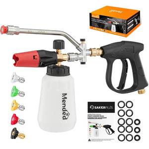 lot 19473 image: Sakertool Foam Cannon Dual Connector Accessory for Pressure Washer Kit,Car Wash Foam Gun - Power Washer Accessories Gun with Foam Cannon Dual Connector for cleaning - 5 Power Washer Sprayer Nozzles