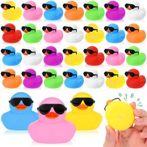 lot 19494 image: Sosation 36 Packs Mini Rubber Ducks with Sunglasses Sets 2.2 Inch Bath Squeaky Rubber Duckies Cute Float Bathtub Toys for Birthday Party Favors Class Carnival Prizes Car Decor(Multicolored) (No Sunglasses)