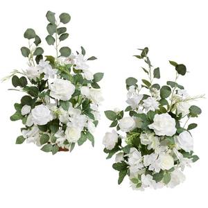 lot 19500 image: Lings moment Free-Standing Wedding Aisle Runner Flowers, White Sage, 2pcs