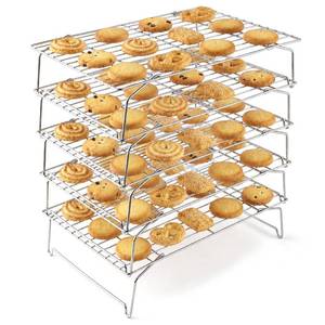 lot 19506 image: LIANYU Cooling Rack 15x10, 5-Tier Stackable & Collapsible Stainless Steel Baking Wire Racks for Cooking, Baking, Roasting, Drying, Oven & Dishwasher Safe, Silver