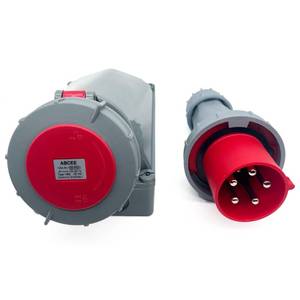 lot 19515 image: (1Set) 125A 5Pin MaleSurface-Mounted Receptacle Connector(Compatible with 100amp),IP67 Industrial Waterproof Connector 3Phase Plug & Socket,Wall Mounted Plug, IEC60309 380V-415V 3PNE 6H