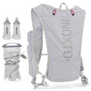 lot 20014 image: INOXTO Running Hydration Vest Backpack,Lightweight Insulated Pack with 1.5L Water Bladder Bag Daypack for Hiking Trail Running Cycling Race Marathon for Women Men (588 Light Gray)