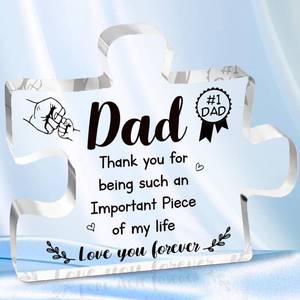 lot 20039 image: iLifemate Gift for Dad, Dad Birthday Gift - Acrylic Puzzle Piece Plaque 4 x 3.3 inches, Dad Gifts from Daughter Son Wife, Men Birthday Gift Ideas, Love and Thank Daddy Gifts