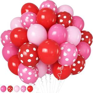 lot 20069 image: HILAVO Red and Pink Balloons Strawberry Hot Pastel Light Pink Rose Red Latex Balloons Polka Dot Party Helium Balloon for Sweet Girl Berry Baby Shower Birthday Valentines Day Summer Party Decorations