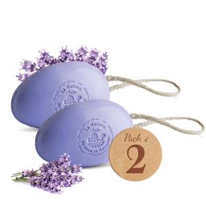 lot 20075 image: La Maison du Savon Lavender Donkey Milk Soap on a Rope Duo, 2 x 6.2 oz