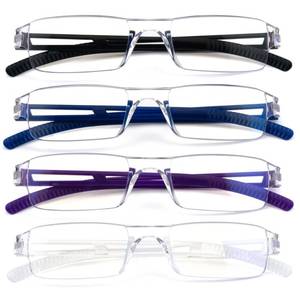 lot 20097 image: Ryegis Pack 4 Rimless Reading Glasses,Blue Light Clear Frames Reader Lightweight for Men and Women 2.5