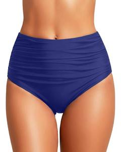 lot 20099 image: Zmart Women High Waisted Bikini Bottoms Full Coverage Swim Bottonm Navy M