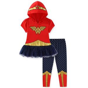 lot 20108 image: WARNER BROS Wonder Woman Girls Cosplay Hooded Shirt and Legging Pants Set (7 Y)