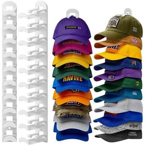 lot 20128 image: 2 Pack Hat Organizer for Baseball Caps, Hat Rack for Wall Hold Up to 20 Hats, Hat Holder with Strong Adhesive and Screws, Hat Organizer Wall Mounted Hat Hanger Display for Door Closet Bedroom(B-White)