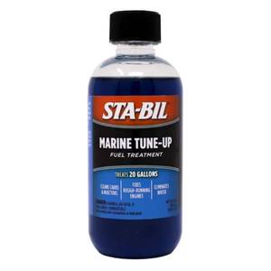 lot 20132 image: STA-BIL Marine Tune-Up Fuel Treatment �� Cleans Carburetors and Injectors �� Fixes Rough Running Engines �� Eliminates Water �� Treats up to 20 Gallons �� 8 oz. (22313), Blue, 8oz