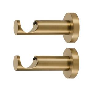 lot 20133 image: Ivilon Ceiling or Wall Mount Curtain Rod Brackets Holders for Curtain Rods of 78 and 1 Inch Diameter. Set of 2. Color Warm Gold