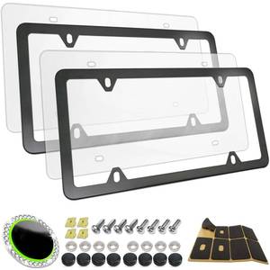 lot 20136 image: RCKJNJ Clear License Plate Frames Covers, 2 Pack Car Tag Protectors