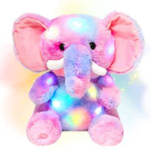lot 20142 image: Hopearl LED Plush Elephant Colorful Lighting Up Stuffed Animal Elephish Floppy Night Lights Glow in The Dark Birthday Festival for Kids Toddler Girls, Rainbow, 11