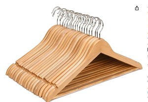 lot 1964 image: J.s Hanger - Premium Solid Wood Hangers With A Natural Finish. Clothes Hangers