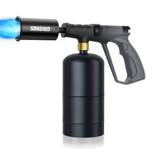 lot 1000 image: Sondiko Powerful Propane Torch Gun, Cooking Torch for Sous Vide, Charcoal Starter and Steak Searing, Best for Outdoor BBQ Party and Camping, Gray & Black, Gas Welding Kits(Tank Not Included)