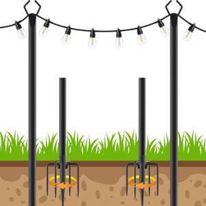 lot 1004 image: TQQVXX 2 Pack 10 FT String Light Poles,Metal with Fork Lights Poles for Outdoor String Light, Rustproof Heavy Duty for Outside Garden,Patio,Wedding,Backyard,Deck,Party