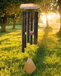 lot 1021 image: Wind Chimes 30 Inches Deep Tone Memorial Wind Chimes with Hook for Mothers DayHousewarmingChristmas, Patio, Garden, Yard, Home Decor, Black