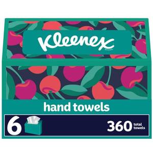 lot 1051 image: Kleenex Disposable Paper Hand Towels, 6 Boxes, 60 Tissues per Box (360 Total Tissues), Packaging May Vary