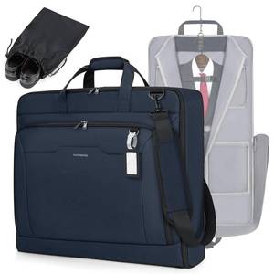 lot 1053 image: RAINSMORE Garment Bags for Travel Carry On Garment Bag for Hanging Clothes, Suit Bag for Business Trips with Shoes bag & Shoulder Strap, Waterproof Foldable Suit Luggage Bag for Men Women, Blue