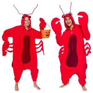lot 1055 image: Funziez Adult Lobster Costume - Plush Animal Onesie - One Piece Pajama (X-Large, Red)