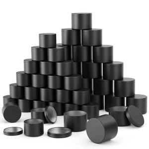 lot 1062 image: MeiGlow 48PCS Empty Candle Tins Candle Making Jars Candle Containers wit Lids, 24PCS 8oz & 24PCS 4oz (Black)