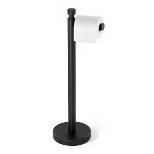 lot 1065 image: YUMORE Toilet Paper Holder Stand, 4.4lbs Heavy Duty Stainless Steel Free Standing Bathroom Tissue Roll Holder, Matte Black